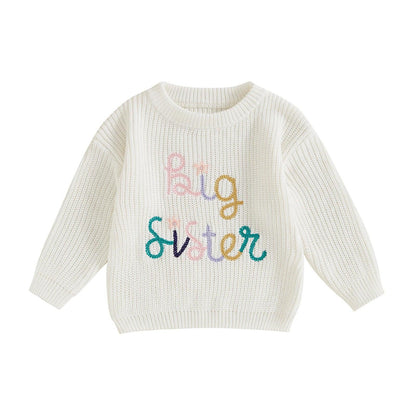 big sister pastel ombre knit kids sweater - basil boutique