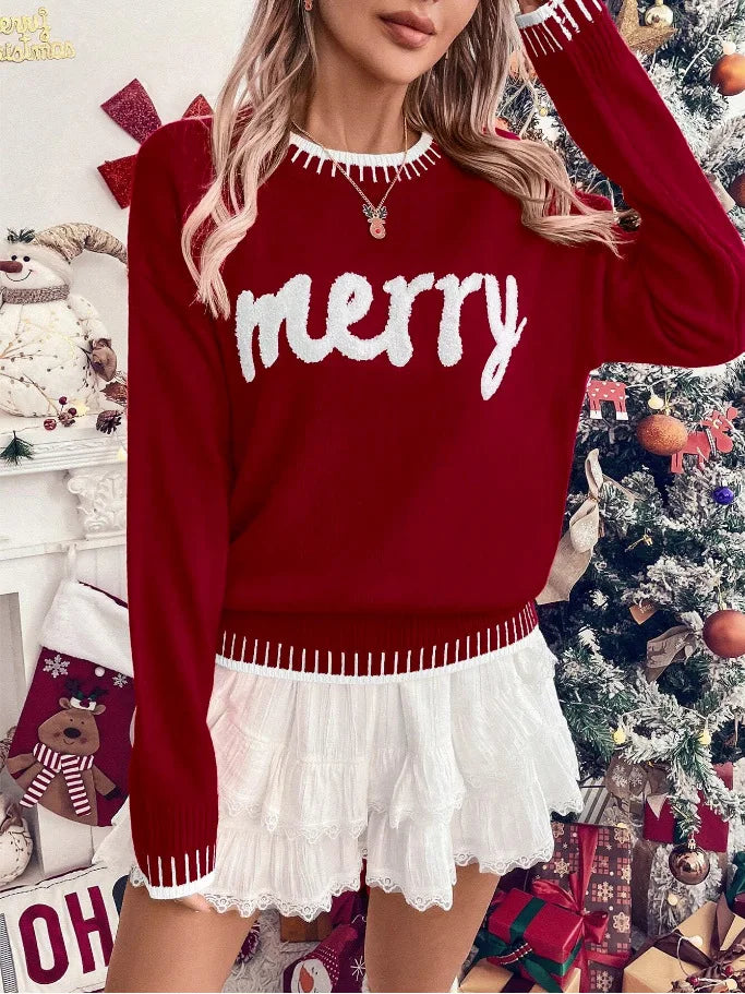 merry knit crew sweater