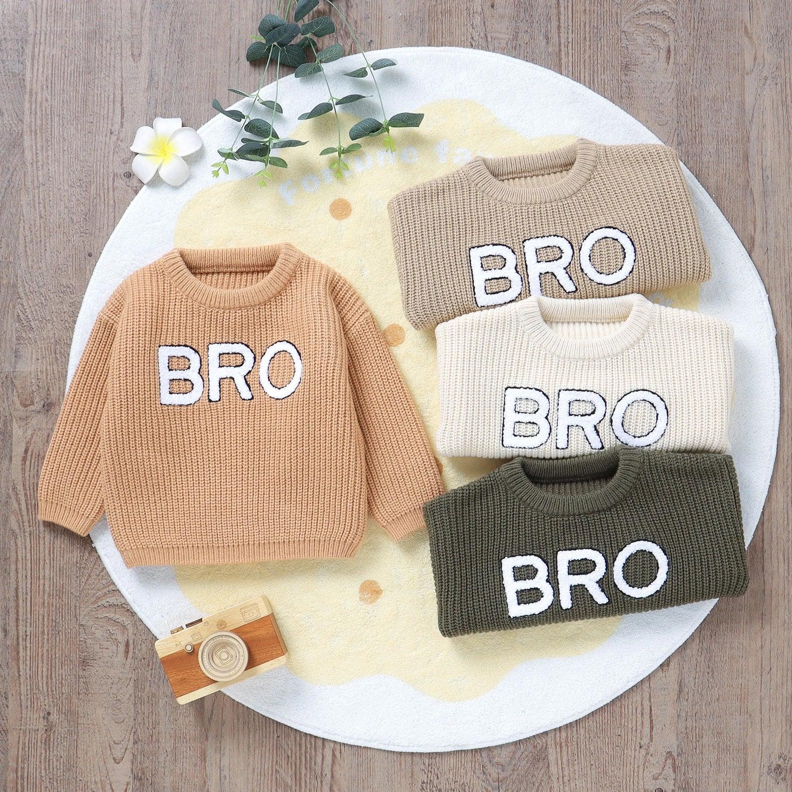 bro knit kids crew sweater - basil boutique