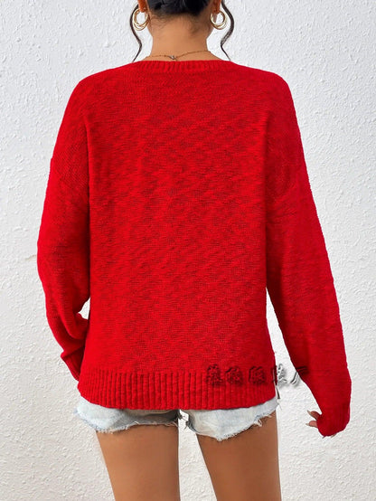 america knit crew sweater - basil boutique