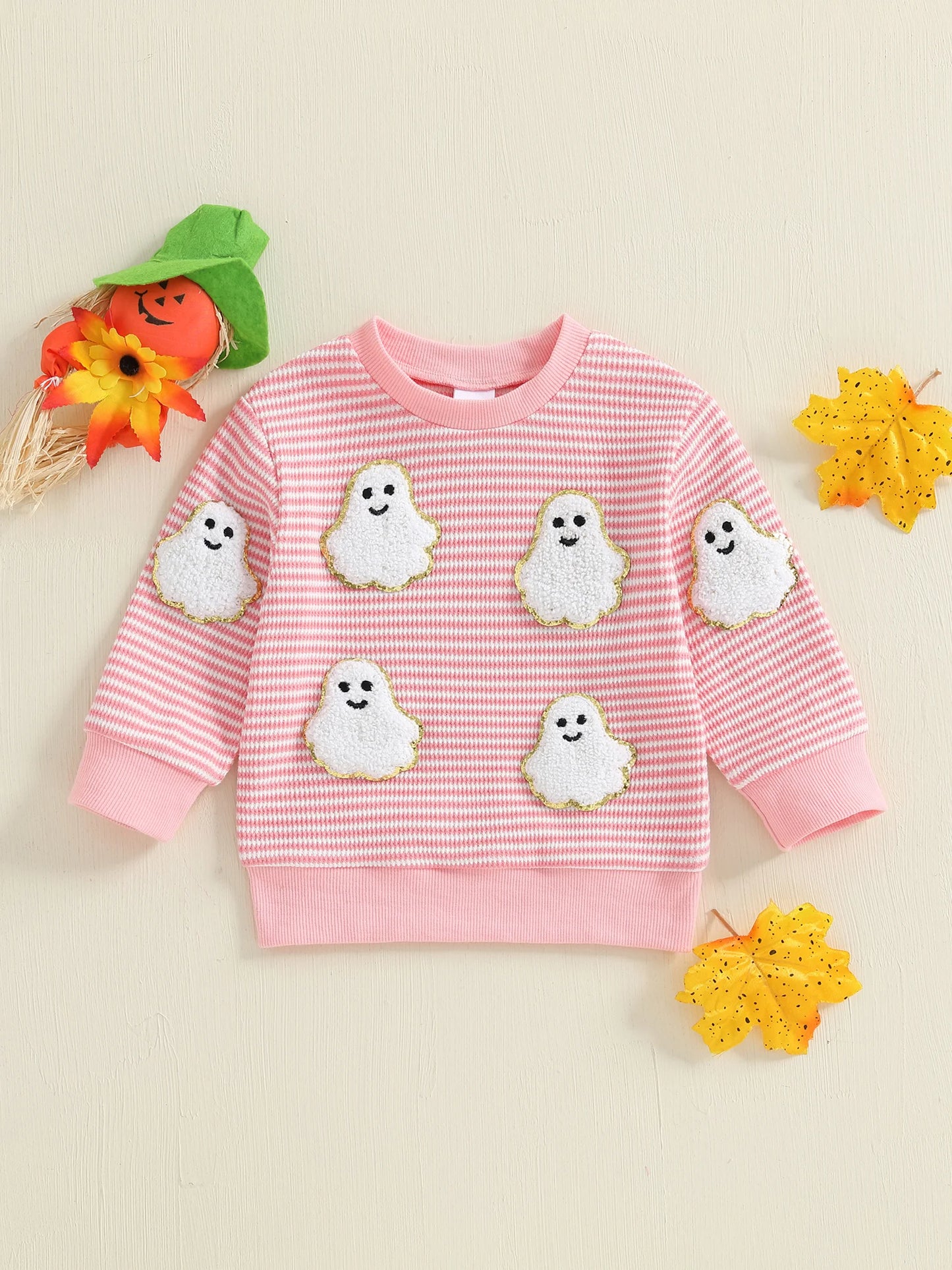 ghost + pumpkin striped kids outfits