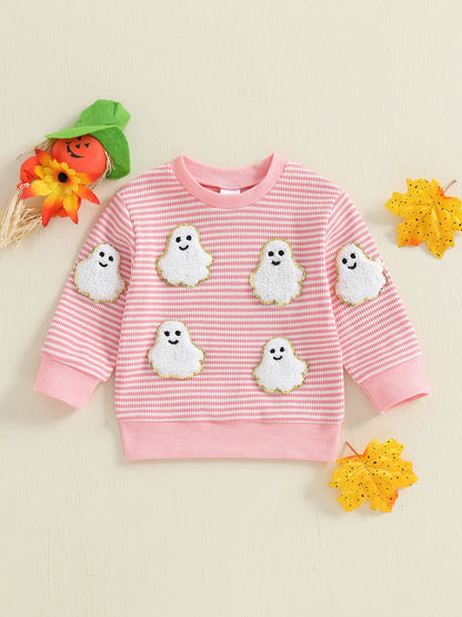 ghost + pumpkin striped kids outfits