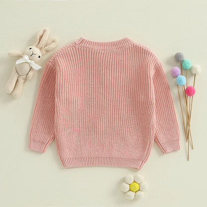carrot + rabbit knit kids crew sweater