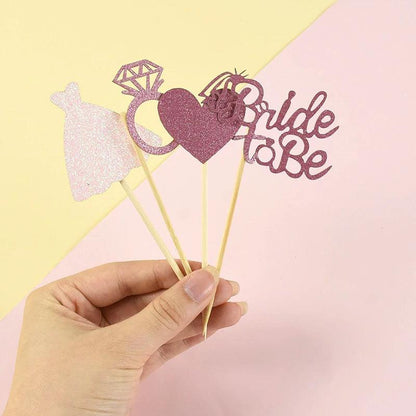 bride-to-be pink cupcake toppers - basil boutique