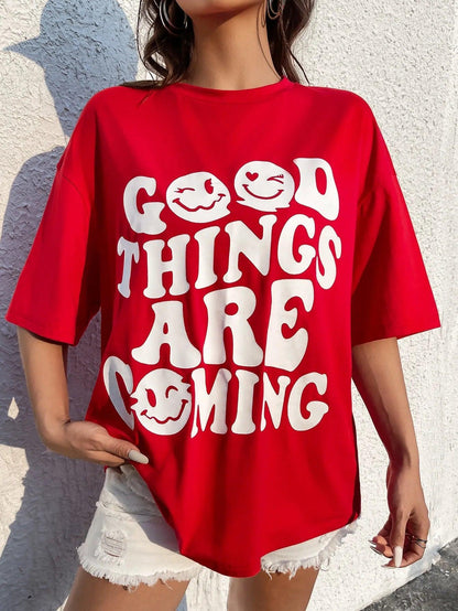 good things are coming oversized t-shirt - basil boutique