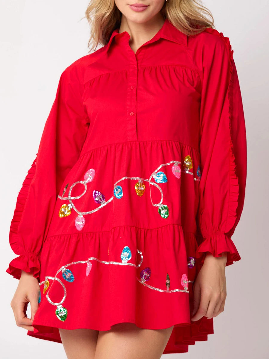 christmas lights sequin dress