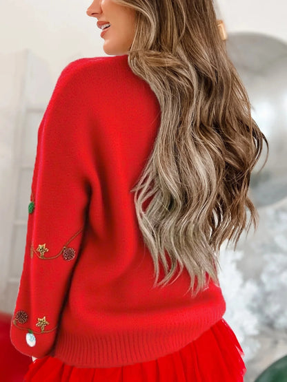 christmas garland sequin crew sweater