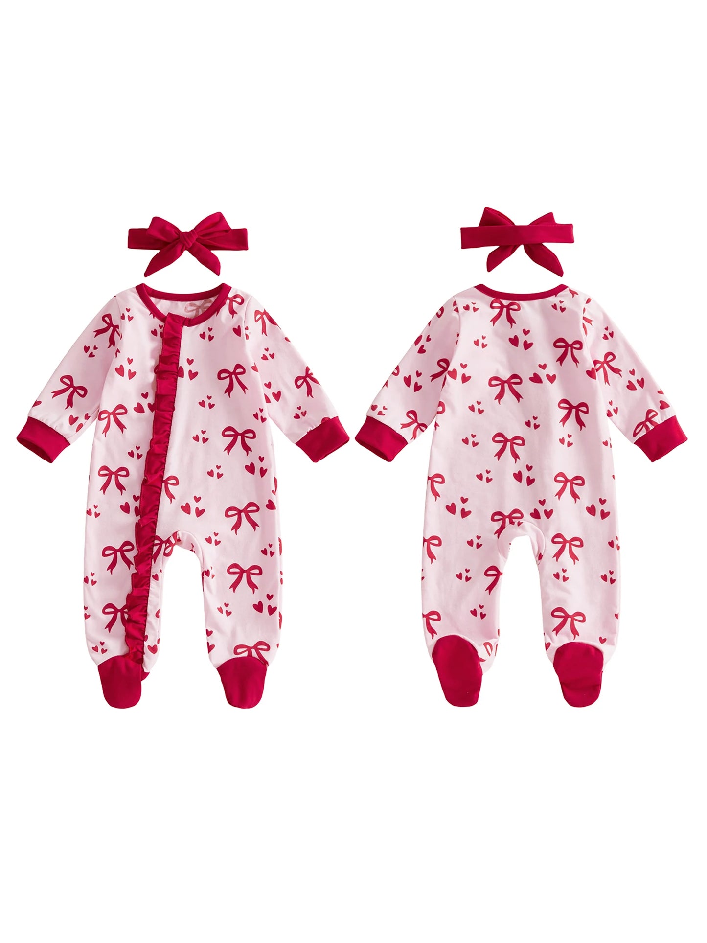 hearts + bows ruffle onesie