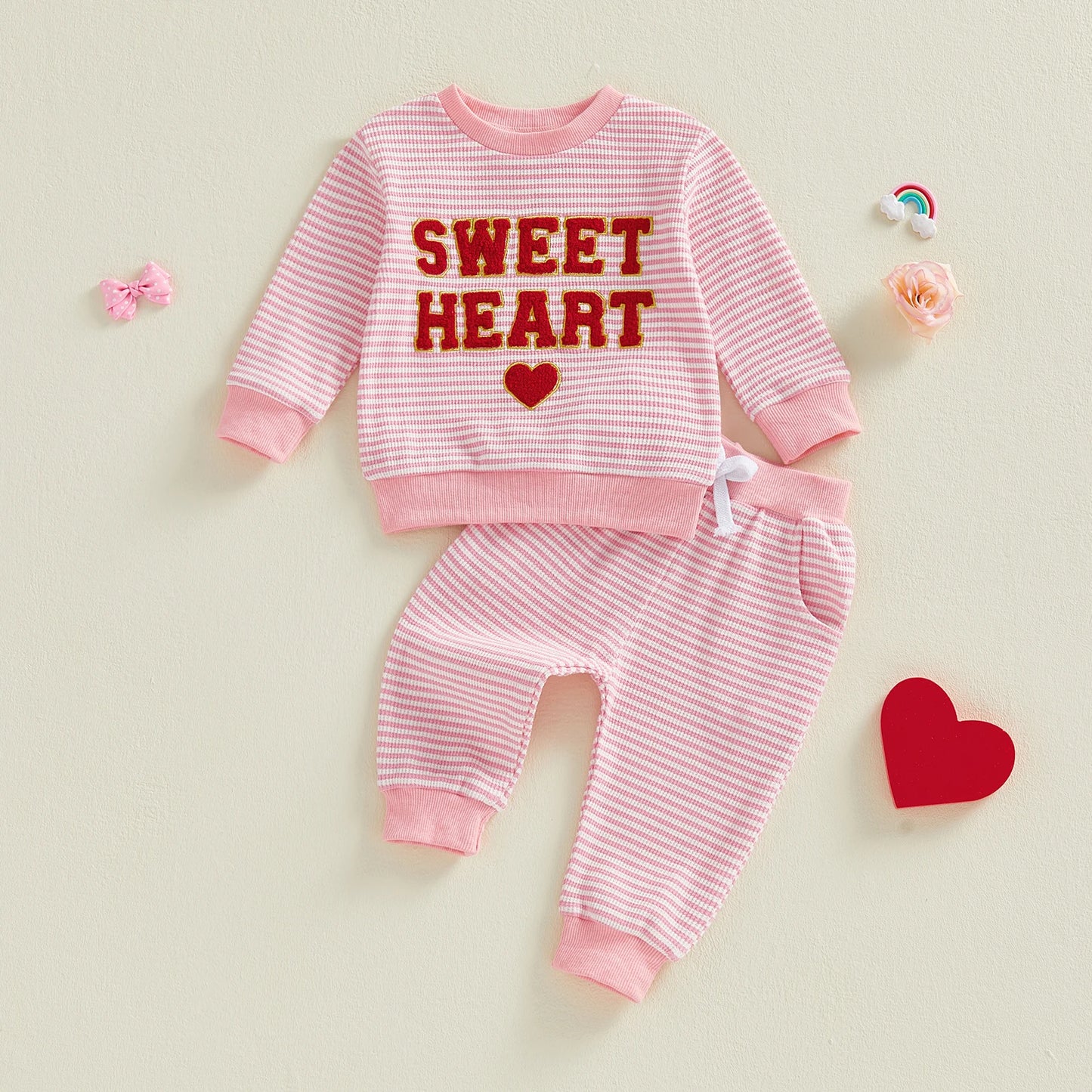 sweet heart striped kids outfit