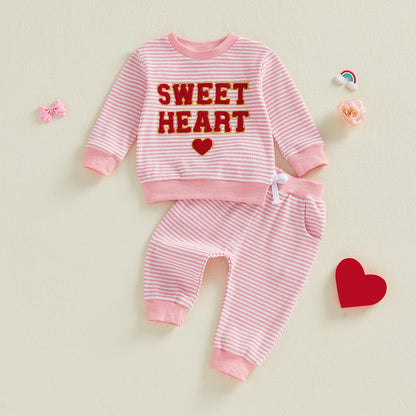 sweet heart striped kids outfit