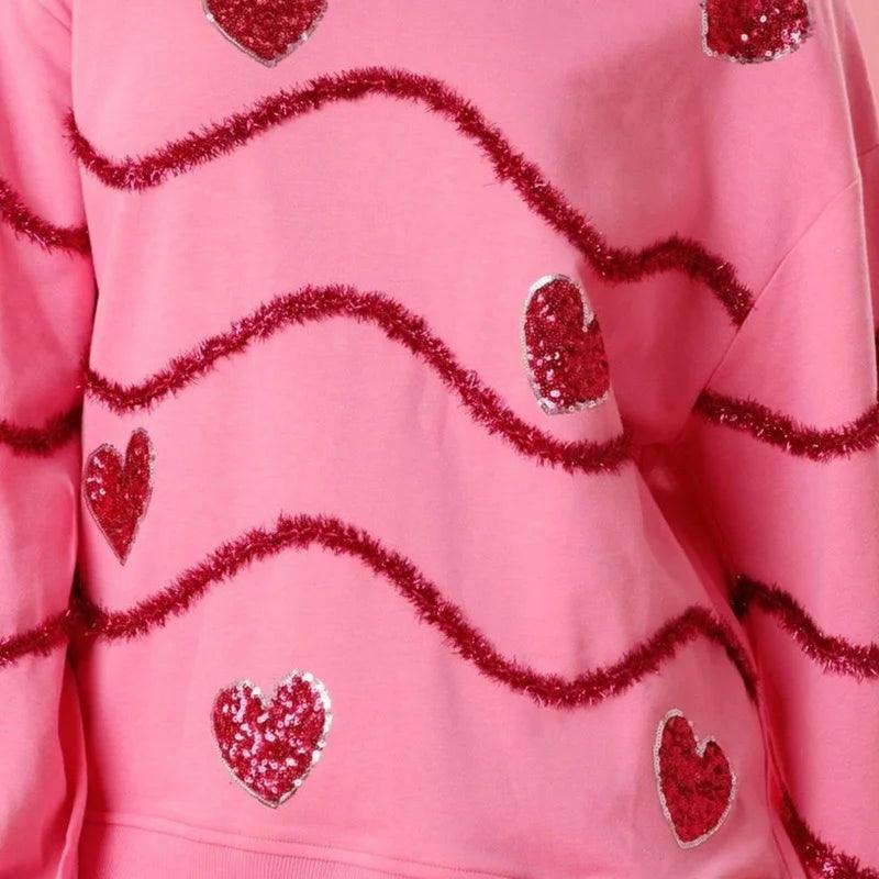 hearts + swirls sequin crew sweater