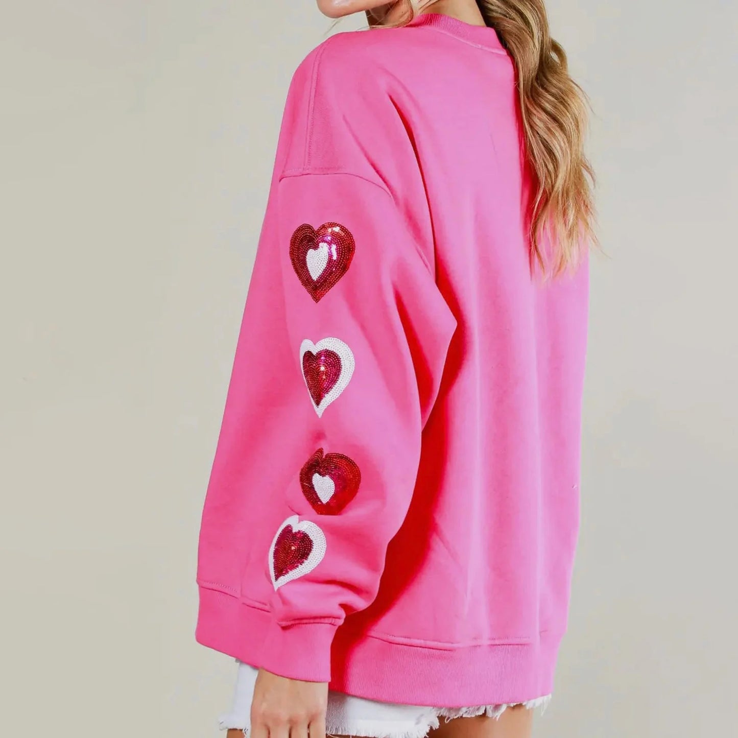 heart on my sleeve sequin crew sweater