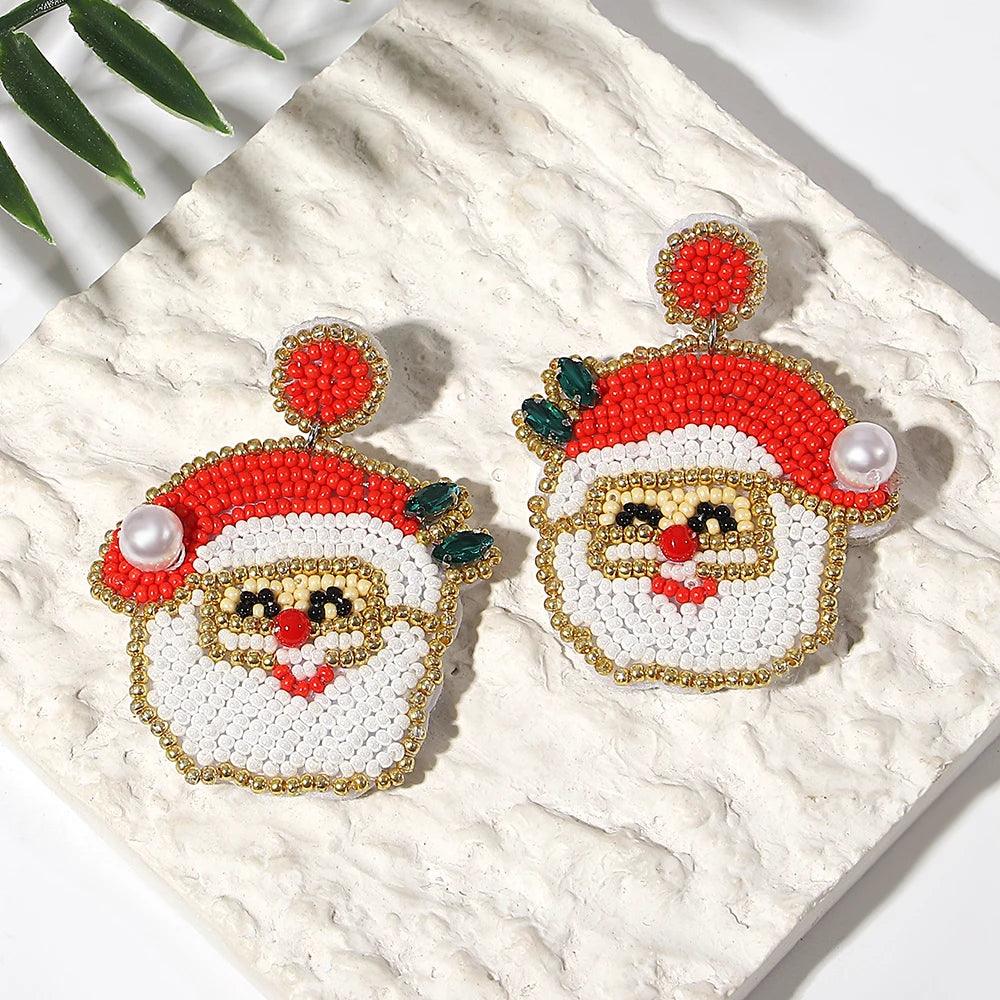 santa claus beaded earrings