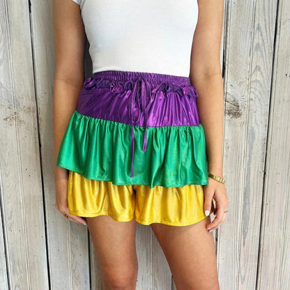 mardi gras mini skorts - basil boutique