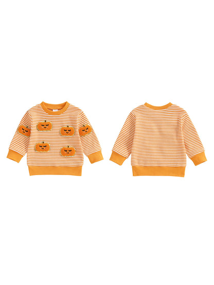 ghost + pumpkin striped kids outfits