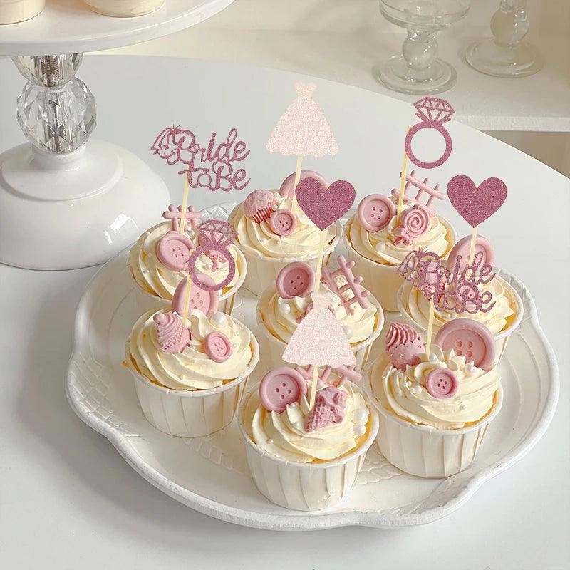 bride-to-be pink cupcake toppers