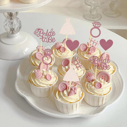 bride-to-be pink cupcake toppers - basil boutique