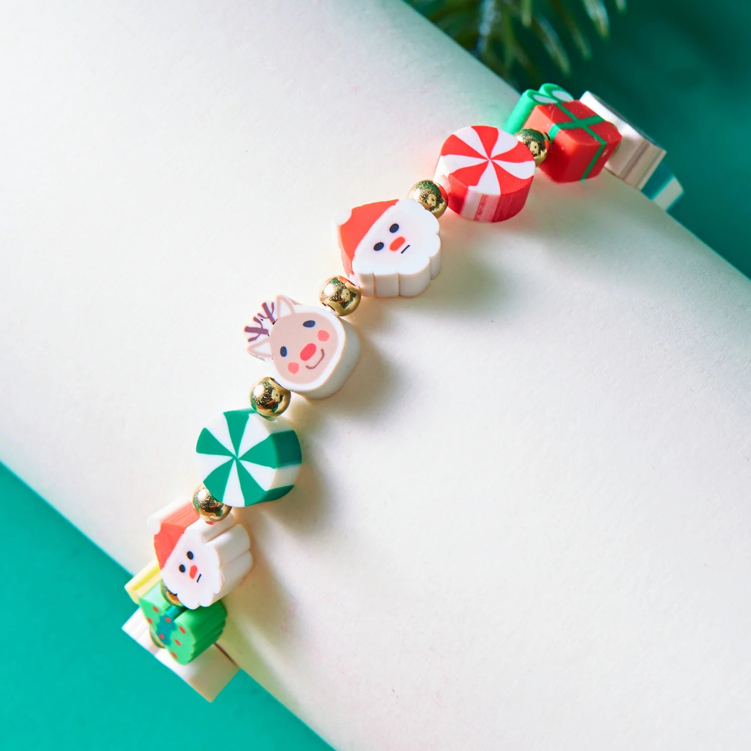 Christmas Colorful Polymer Clay Beaded Brcelets for Women Cute Cartoon Santa Claus Elk Snowflake Bracelet New Year Jewelry Gifts - basil boutique