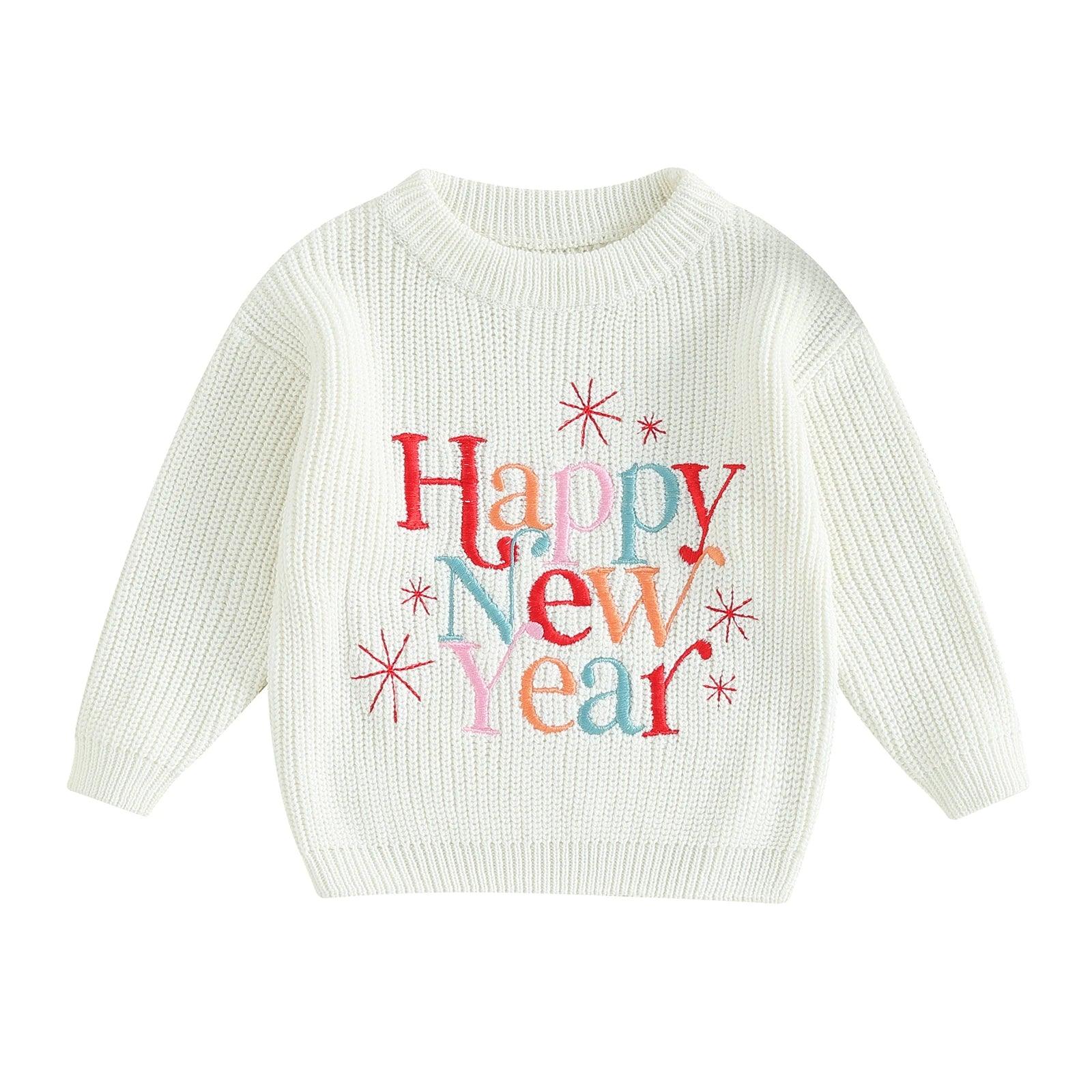 happy new year knit kids sweater - basil boutique