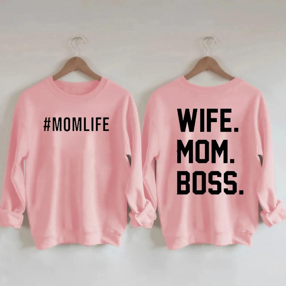 wife mom boss crew sweatshirt - basil boutique