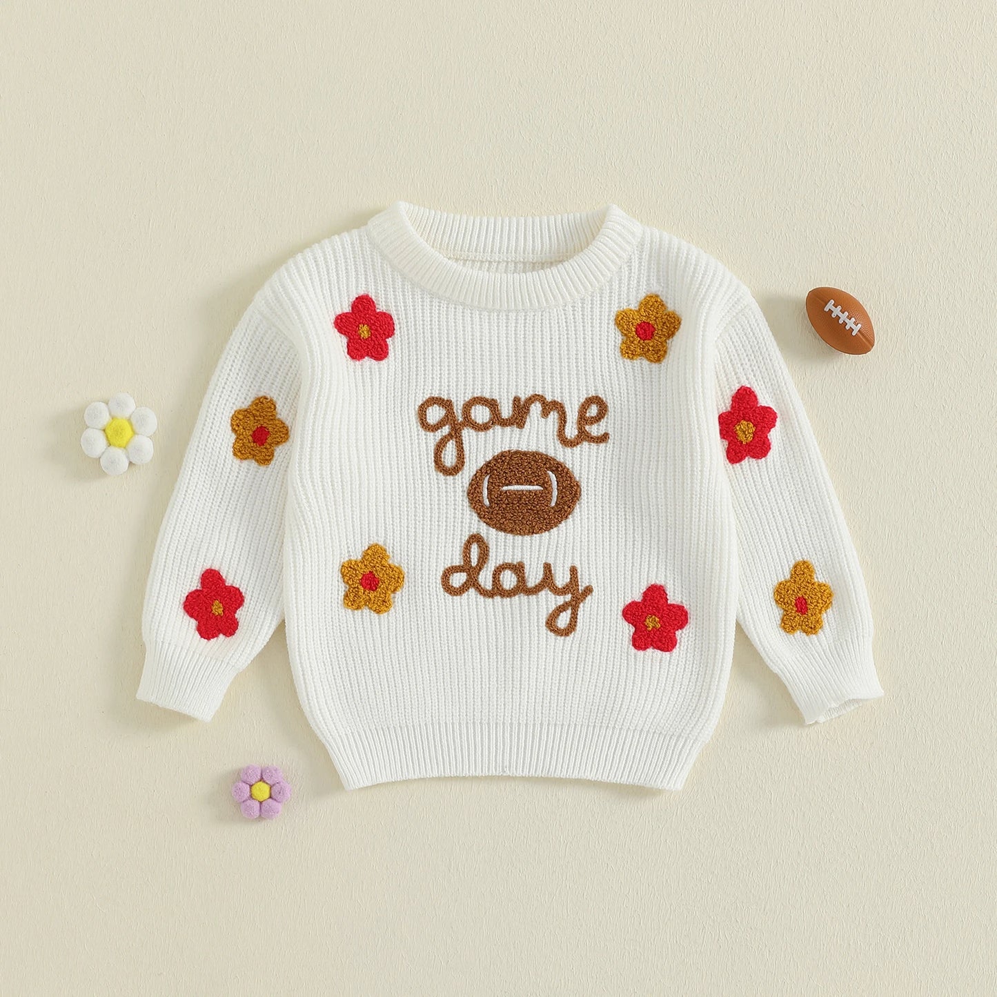 floral game day kids crew sweater