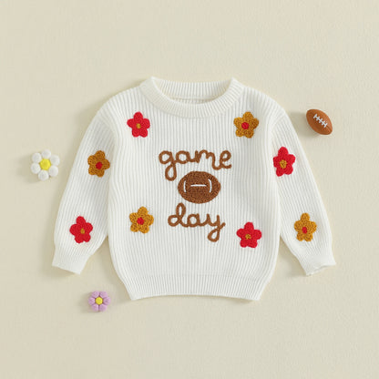 floral game day kids crew sweater
