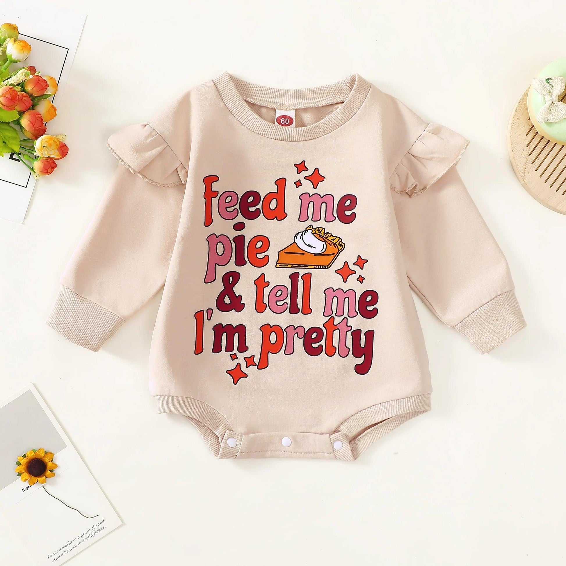 feed me pie + tell me i'm pretty onsie - basil boutique