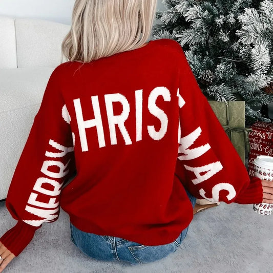 merry christmas knit sweater