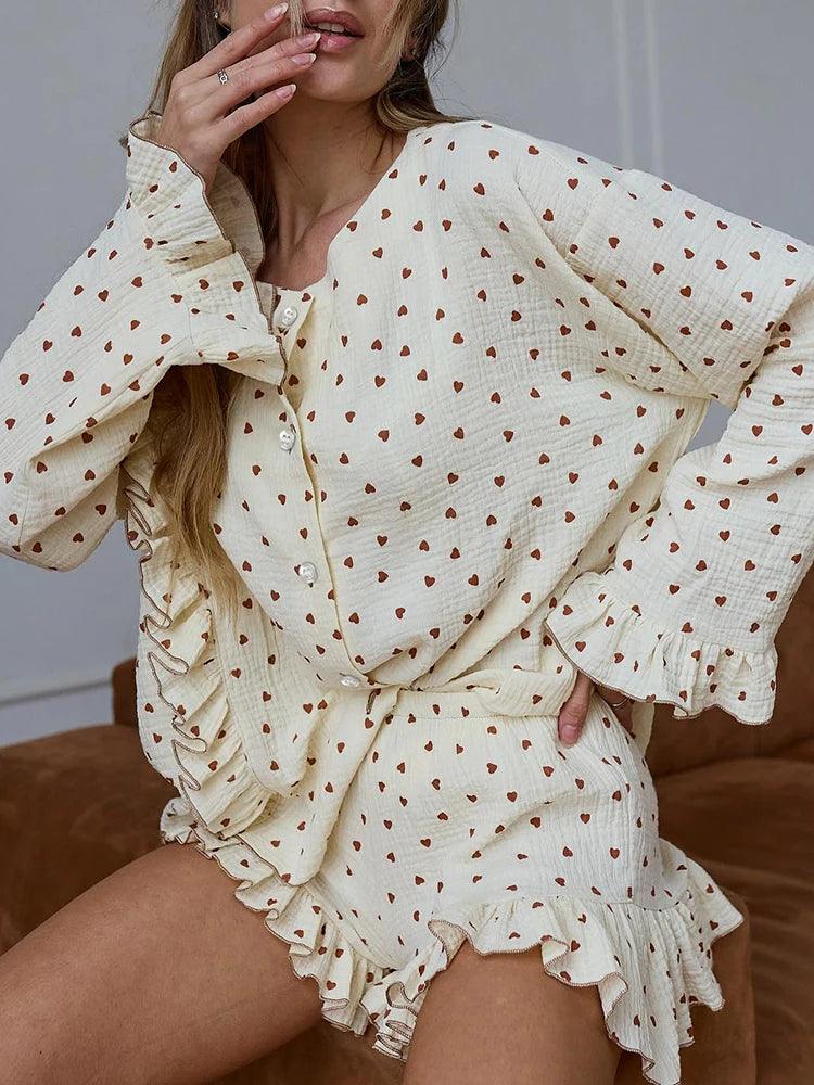 heart ruffle pajamas