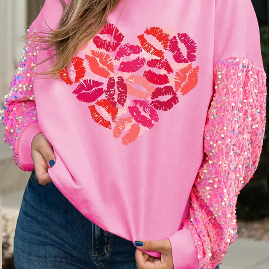 charming valentine sequin crew sweaters