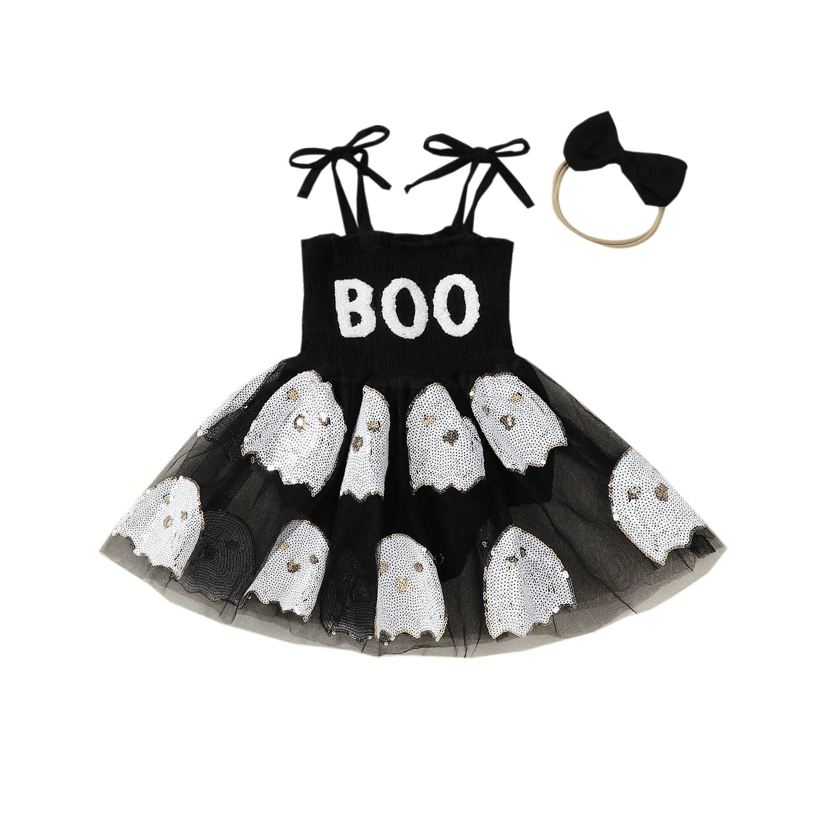 boo ghost kids dress - basil boutique