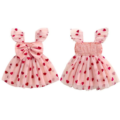 heart bow + ruffles kids dress