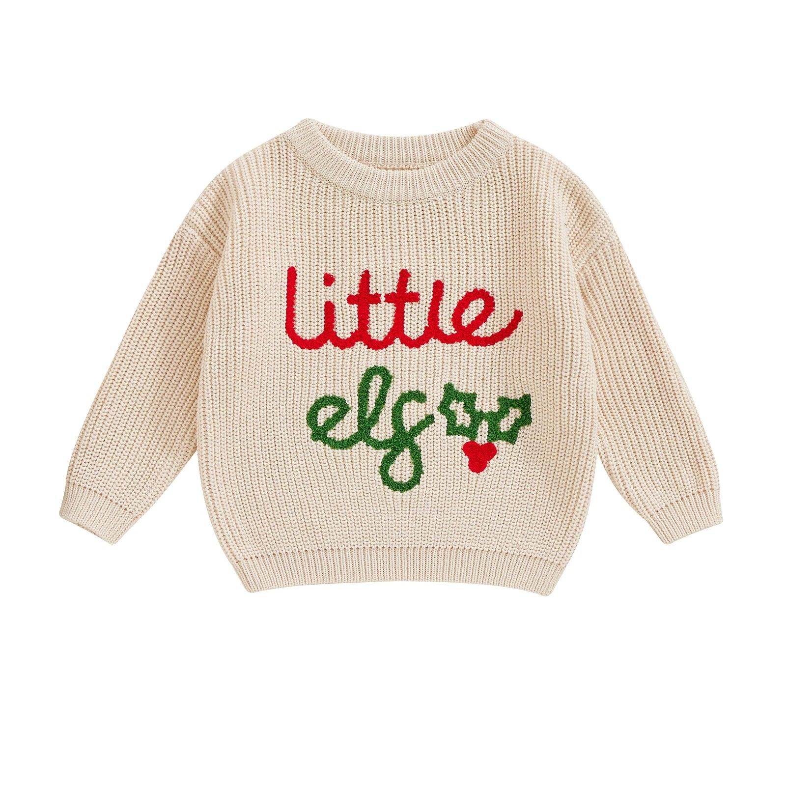 little elf knit kids crew sweater - basil boutique