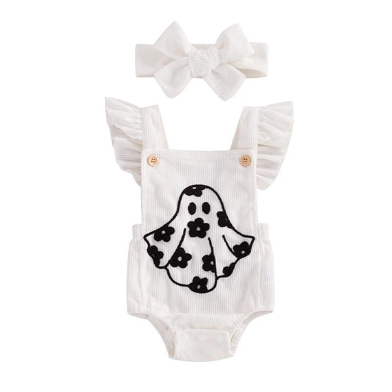 ghostly ghoul kids overalls - basil boutique