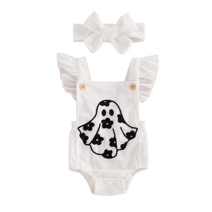 ghostly ghoul kids overalls - basil boutique