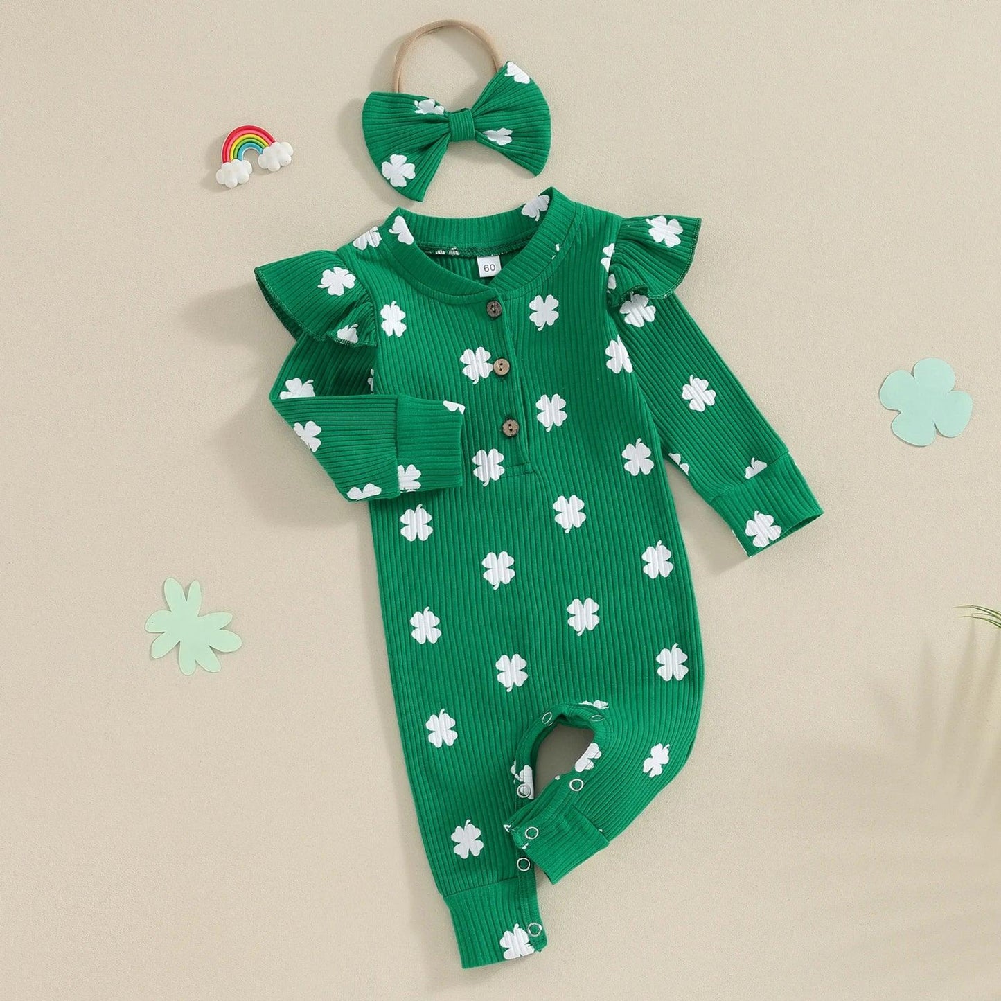 shamrock ruffle onesie - basil boutique