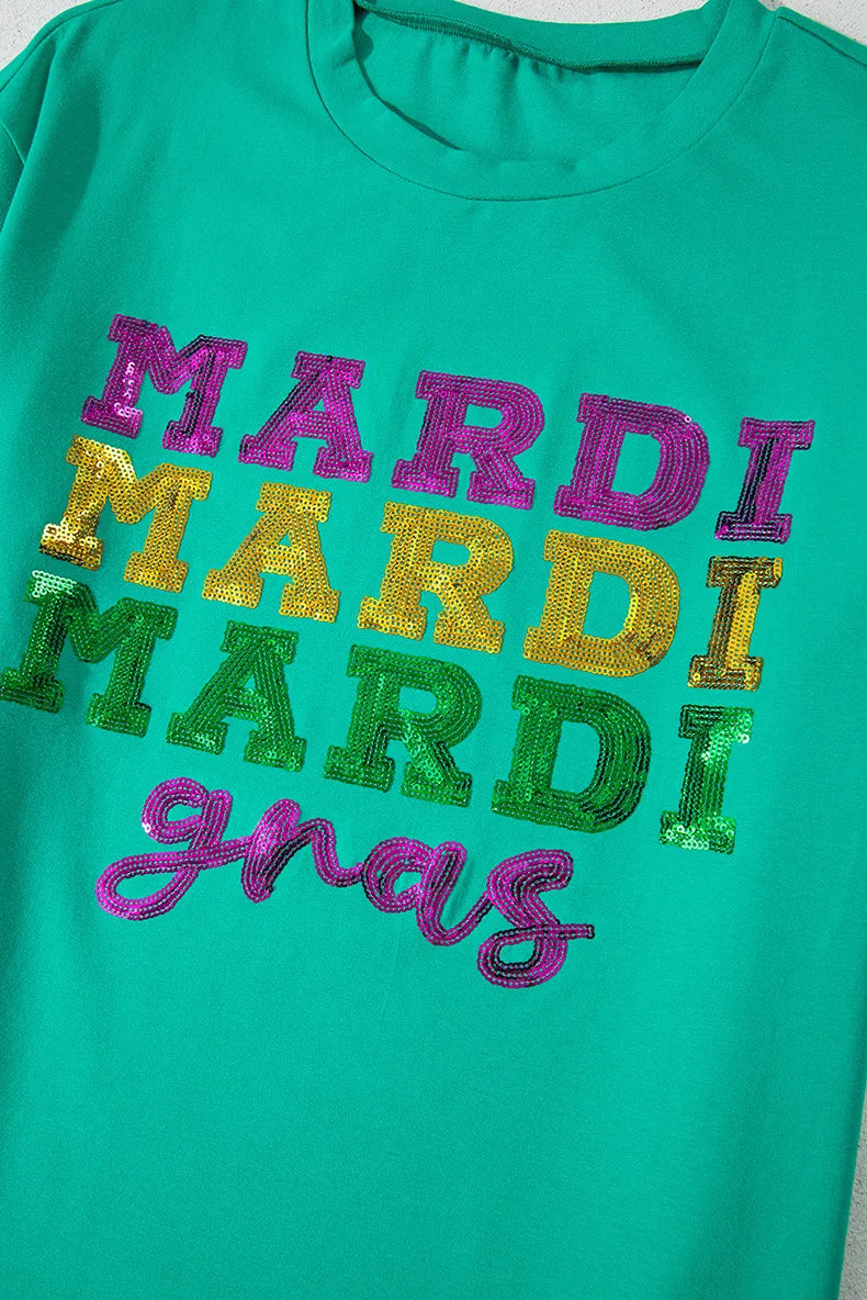 mardi gras letter sequin top