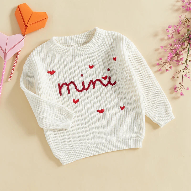 mama + mini matching knit heart crew sweaters