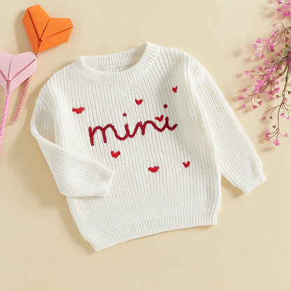 mama + mini matching knit heart crew sweaters