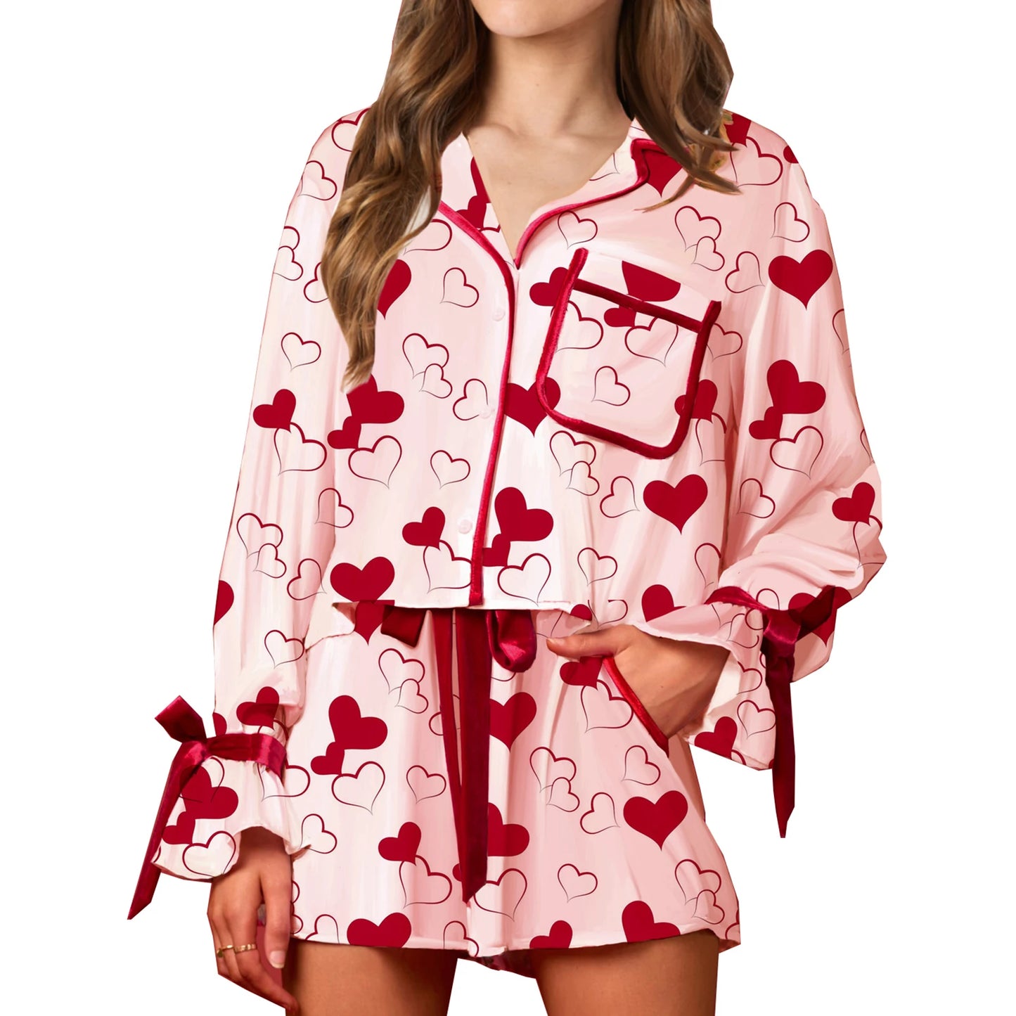 valentine's day bow pajamas