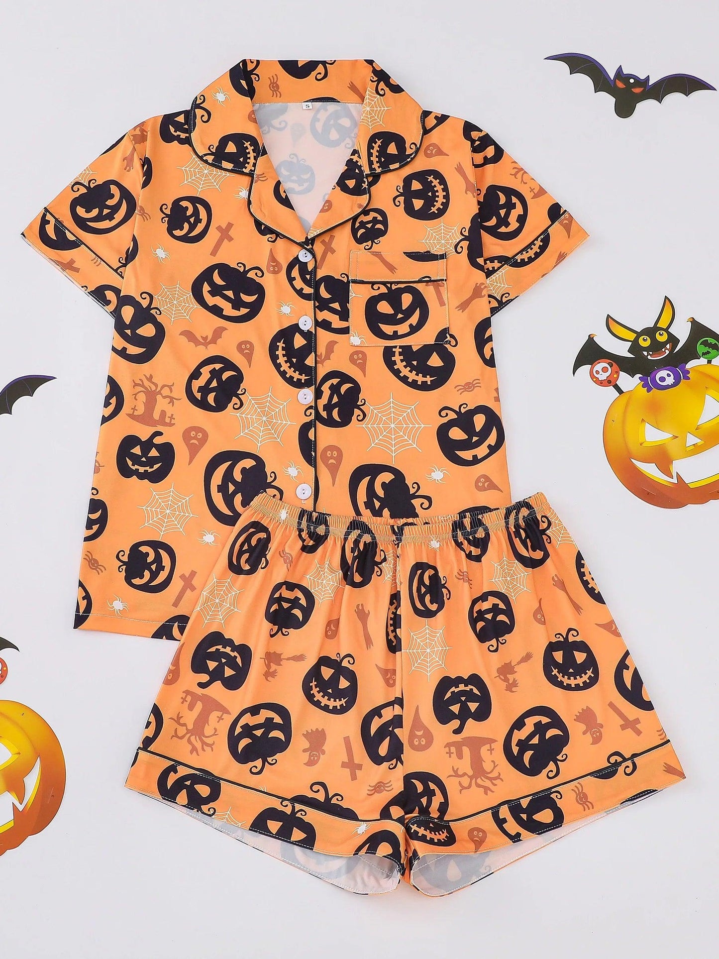 jack-o-lantern pajamas - basil boutique