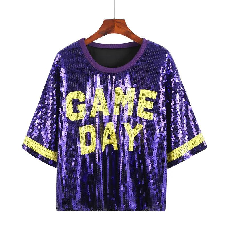 game day sequin crop top