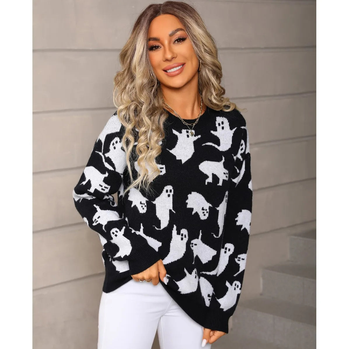 ghostly cute crew sweater
