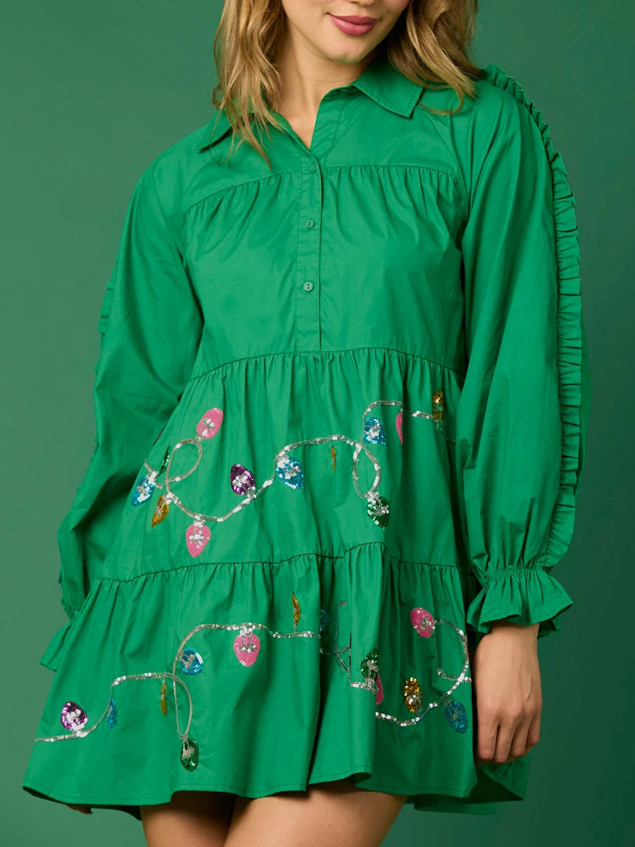 christmas lights sequin dress