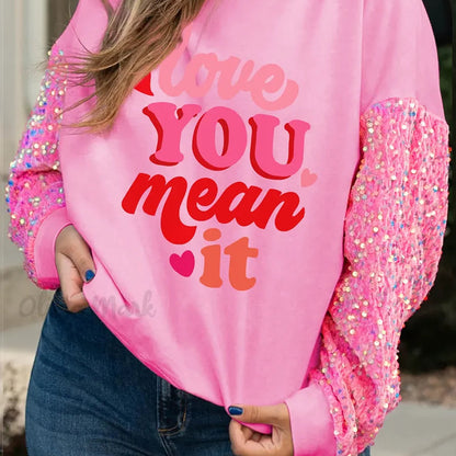 charming valentine sequin crew sweaters