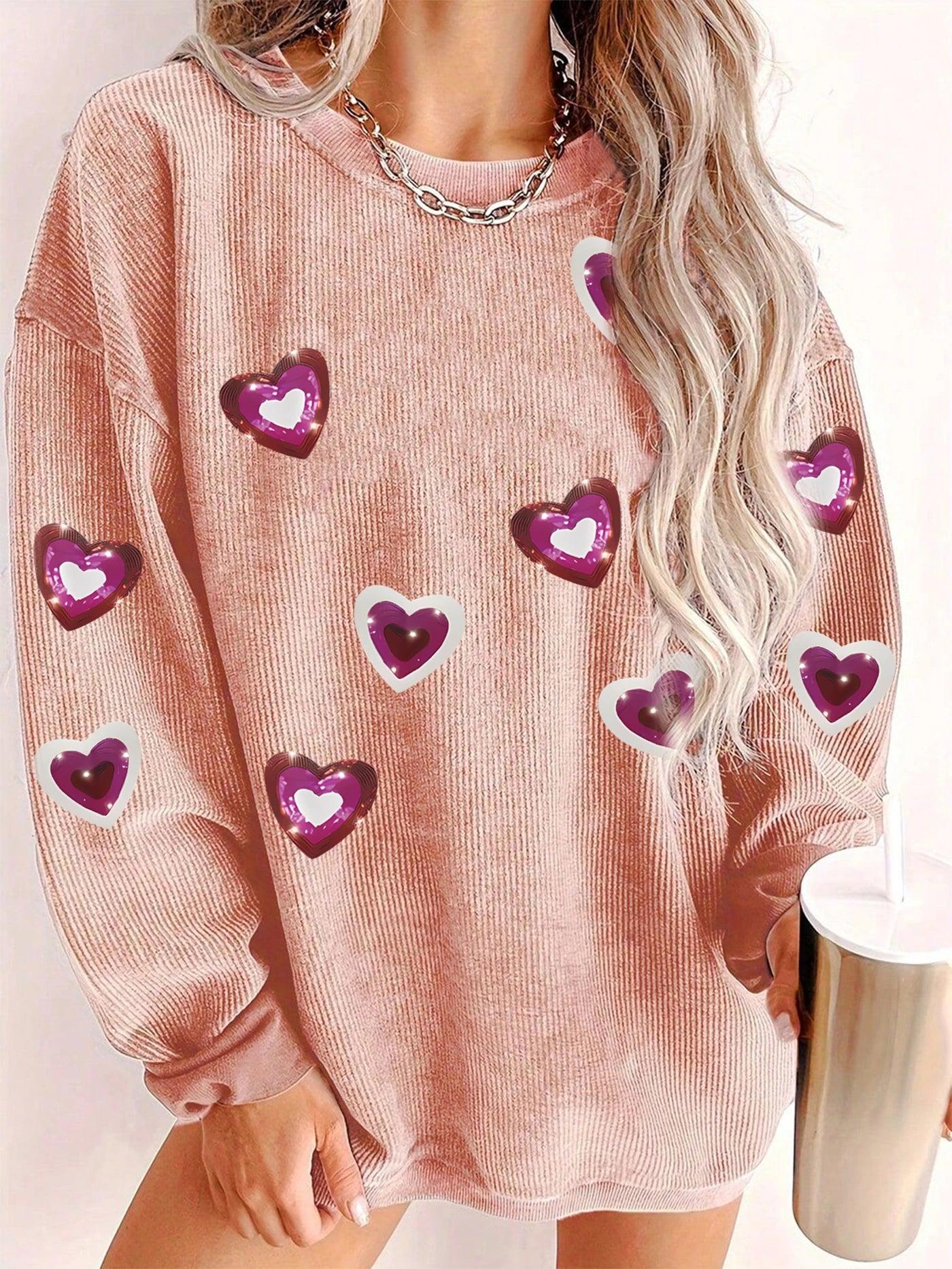 resounding hearts sequin crew sweater