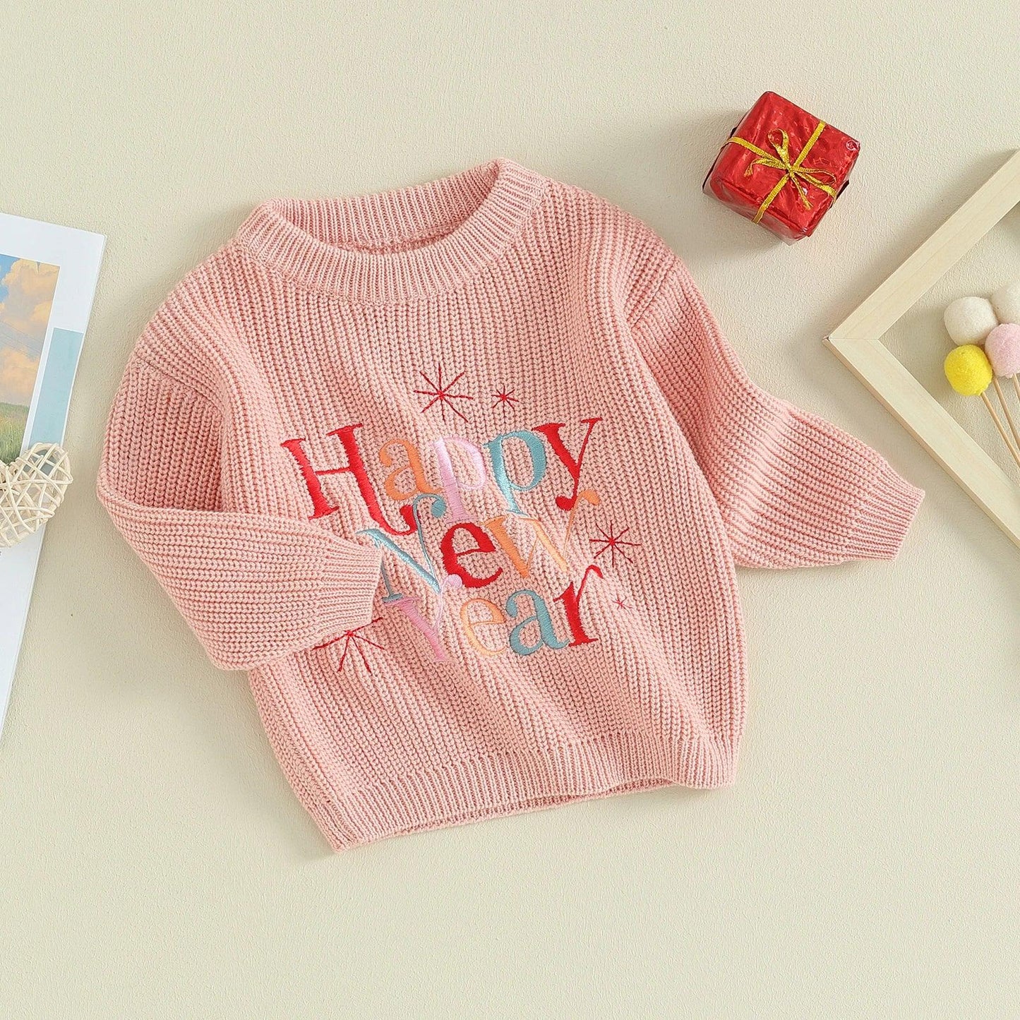 happy new year knit kids sweater - basil boutique