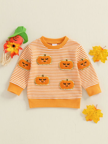 ghost + pumpkin striped kids outfits