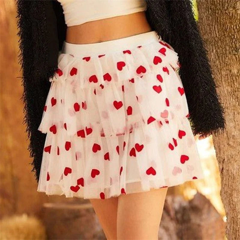 heart tulle mini skirt
