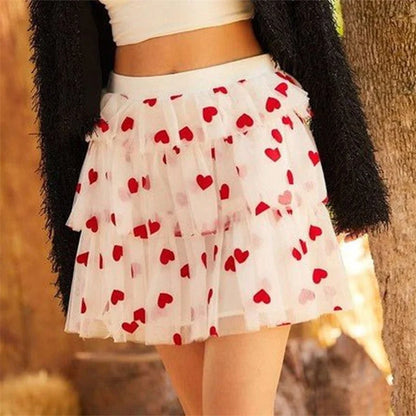 heart tulle mini skirt